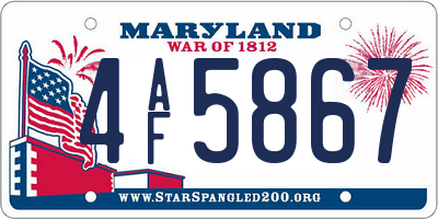 MD license plate 4AF5867