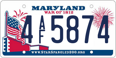 MD license plate 4AF5874