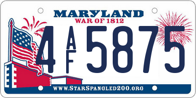 MD license plate 4AF5875