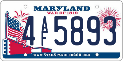 MD license plate 4AF5893