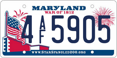 MD license plate 4AF5905