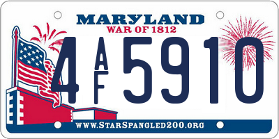 MD license plate 4AF5910