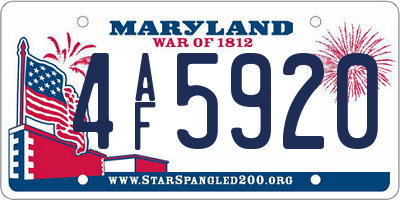 MD license plate 4AF5920