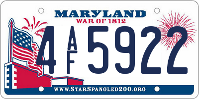 MD license plate 4AF5922