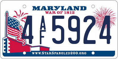 MD license plate 4AF5924