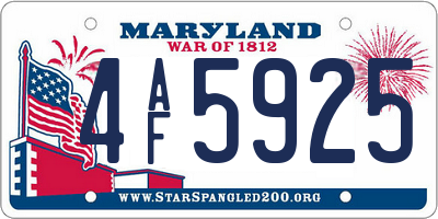 MD license plate 4AF5925