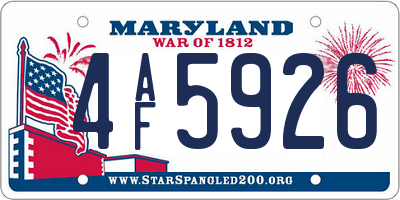 MD license plate 4AF5926