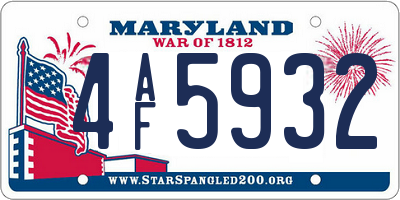 MD license plate 4AF5932