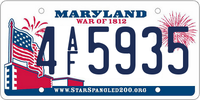 MD license plate 4AF5935