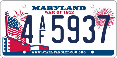 MD license plate 4AF5937