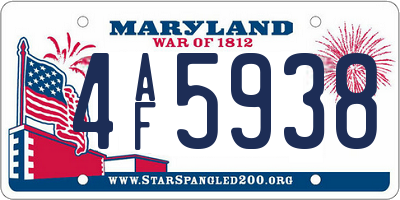 MD license plate 4AF5938