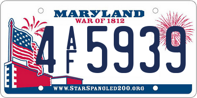 MD license plate 4AF5939