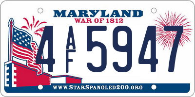 MD license plate 4AF5947