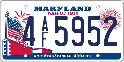 MD license plate 4AF5952