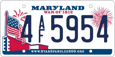 MD license plate 4AF5954