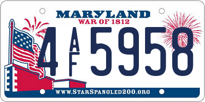 MD license plate 4AF5958