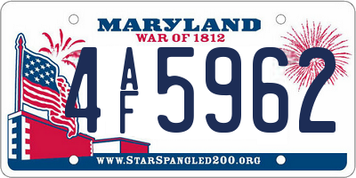 MD license plate 4AF5962