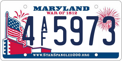 MD license plate 4AF5973