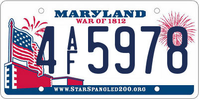 MD license plate 4AF5978
