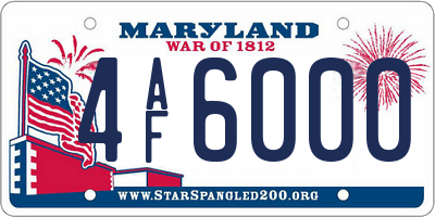 MD license plate 4AF6000