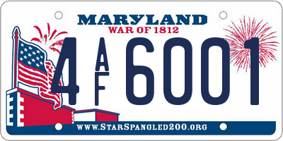 MD license plate 4AF6001
