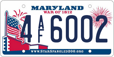 MD license plate 4AF6002