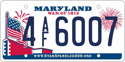 MD license plate 4AF6007