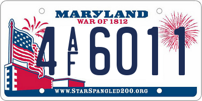 MD license plate 4AF6011