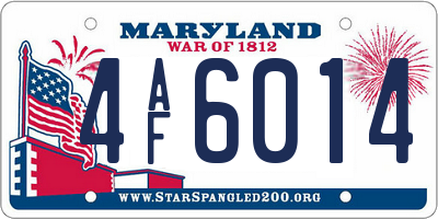 MD license plate 4AF6014