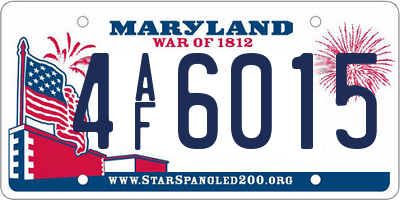 MD license plate 4AF6015
