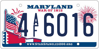 MD license plate 4AF6016