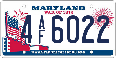 MD license plate 4AF6022