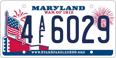 MD license plate 4AF6029