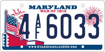 MD license plate 4AF6033