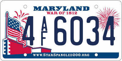 MD license plate 4AF6034