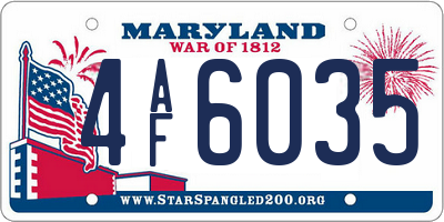 MD license plate 4AF6035