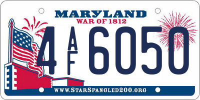 MD license plate 4AF6050