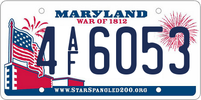 MD license plate 4AF6053