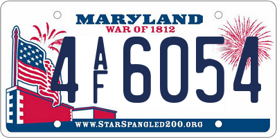 MD license plate 4AF6054