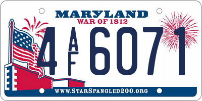MD license plate 4AF6071