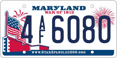 MD license plate 4AF6080