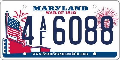 MD license plate 4AF6088