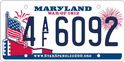 MD license plate 4AF6092