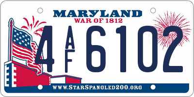 MD license plate 4AF6102
