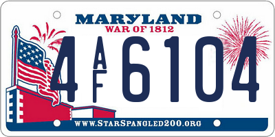 MD license plate 4AF6104