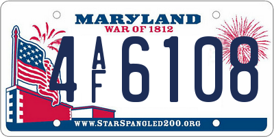 MD license plate 4AF6108