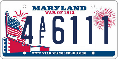 MD license plate 4AF6111