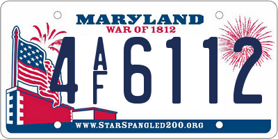 MD license plate 4AF6112