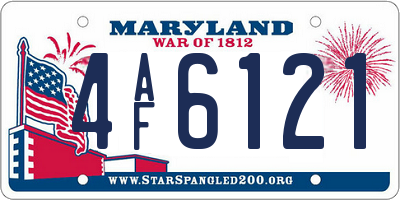 MD license plate 4AF6121