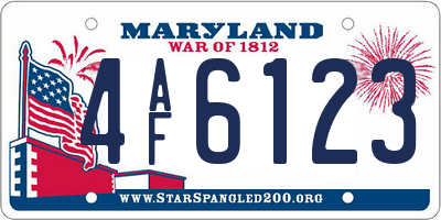 MD license plate 4AF6123